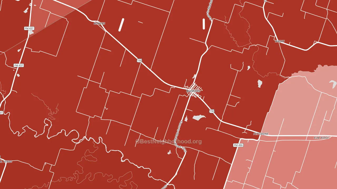 Buckholts, TX block-group political-lean map