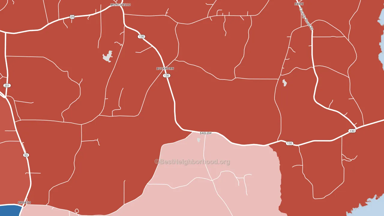 Buckhorn, AL block-group political-lean map