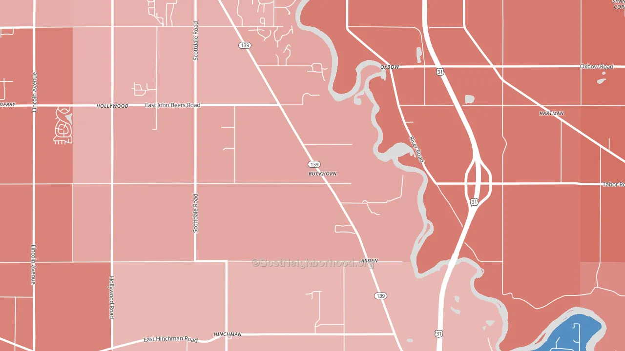 Buckhorn, MI block-group political-lean map
