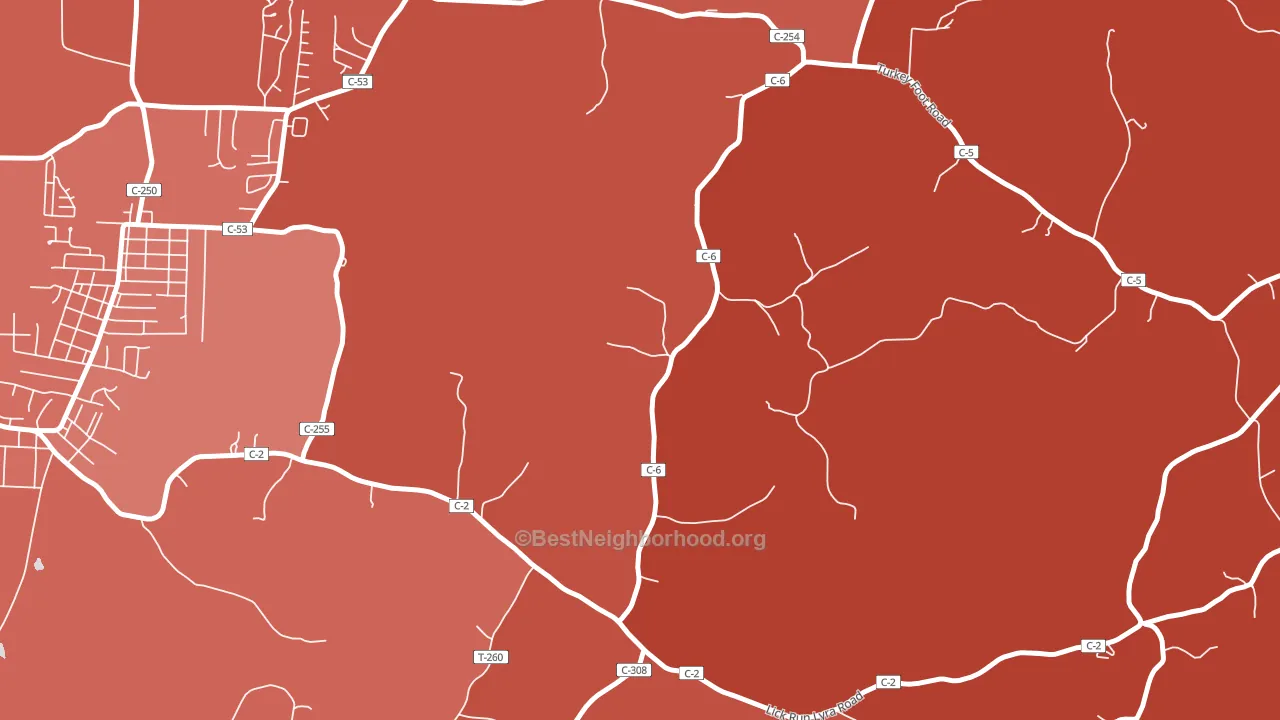 Buckhorn, OH block-group political-lean map