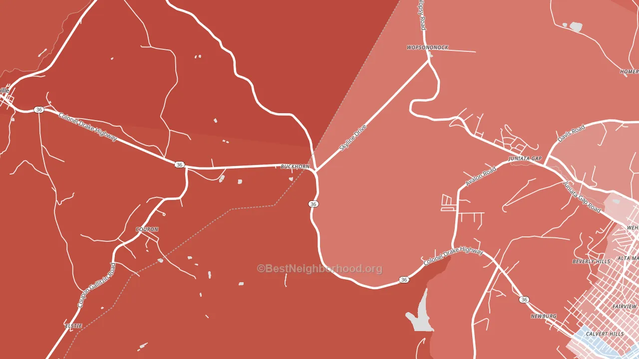 Buckhorn, PA block-group political-lean map