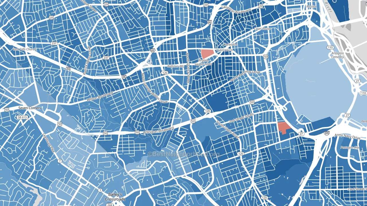 Buckingham, Arlington, VA block-group political-lean map