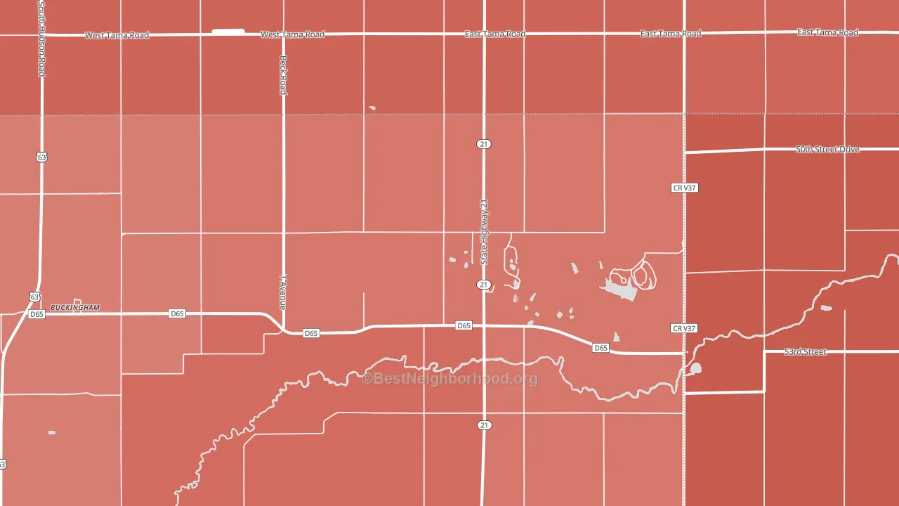 Buckingham, IA block-group political-lean map