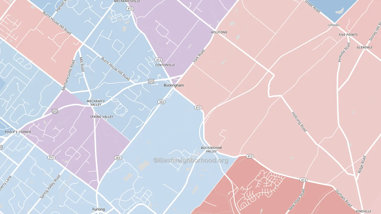Buckingham, PA block-group political-lean map