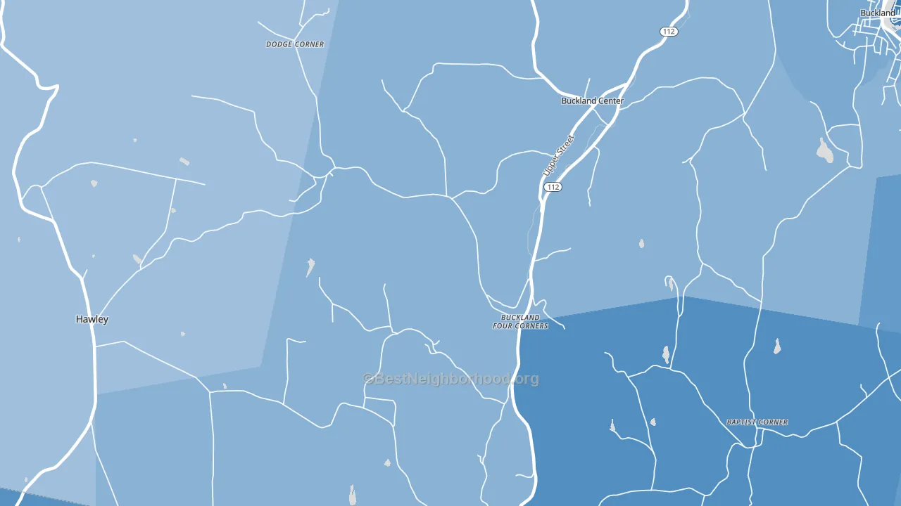 Buckland, MA block-group political-lean map