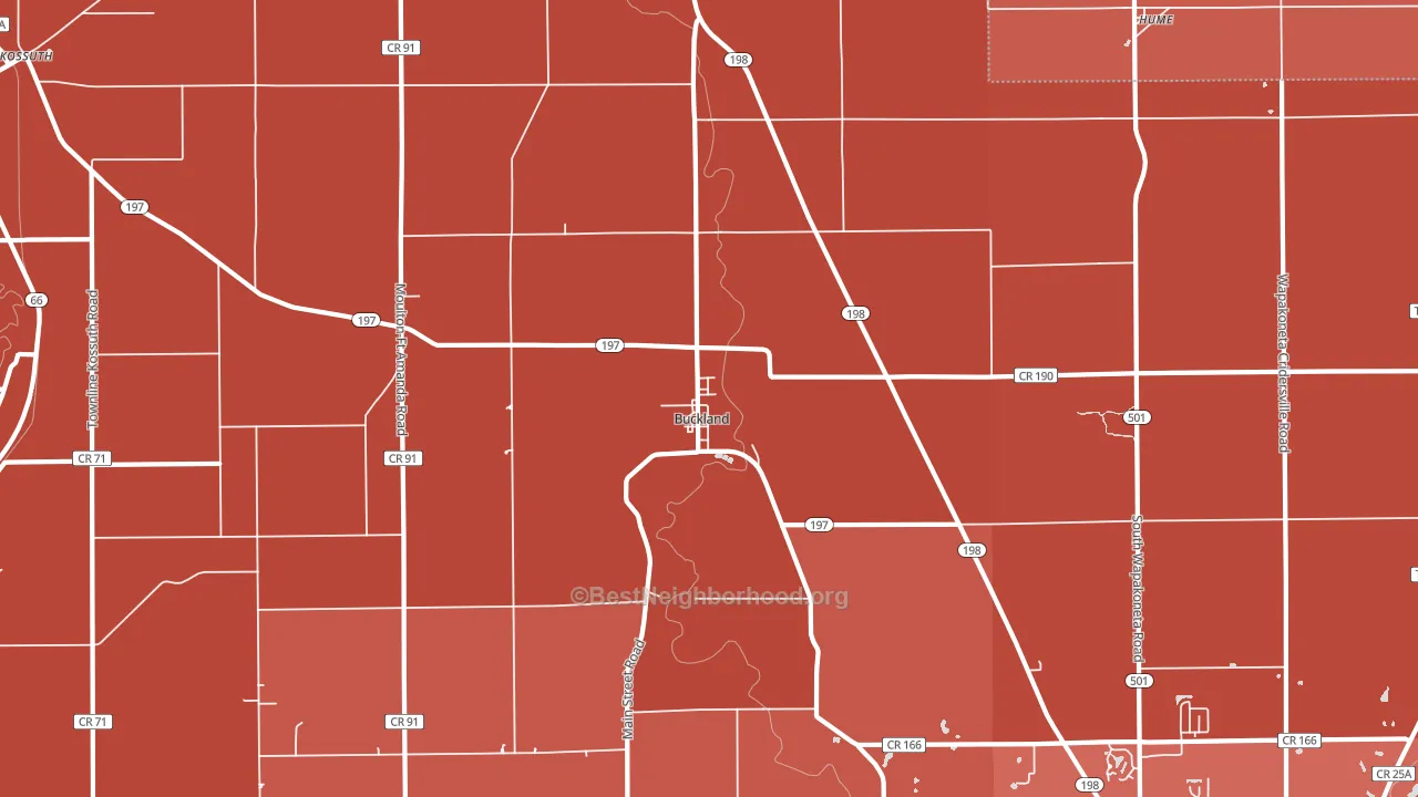 Buckland, OH block-group political-lean map