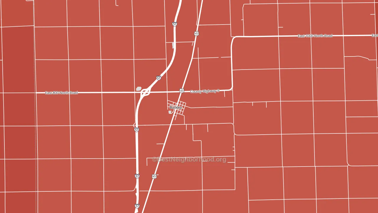 Buckley, IL block-group political-lean map