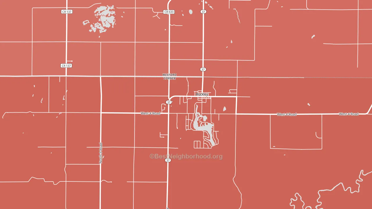 Buckley, MI block-group political-lean map
