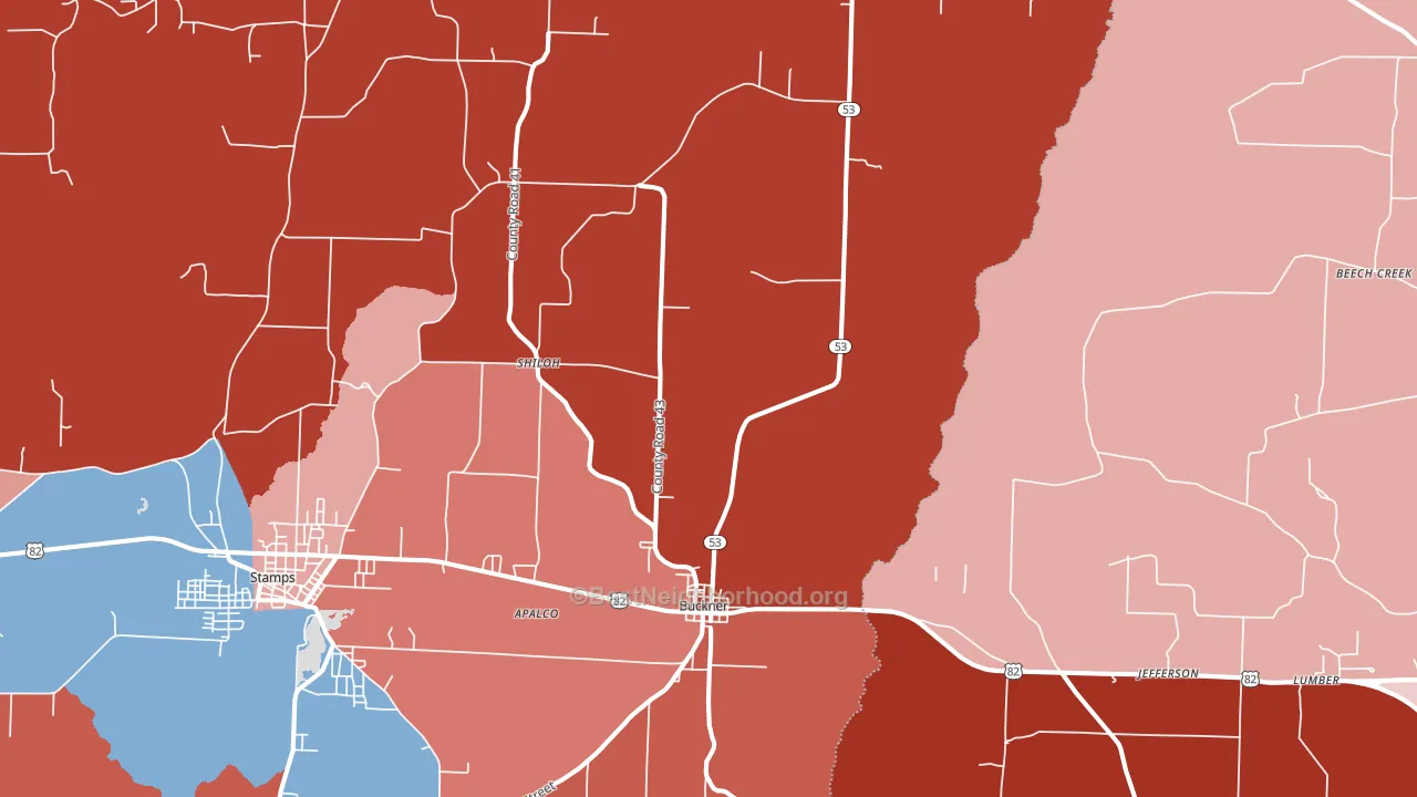 Buckner, AR block-group political-lean map