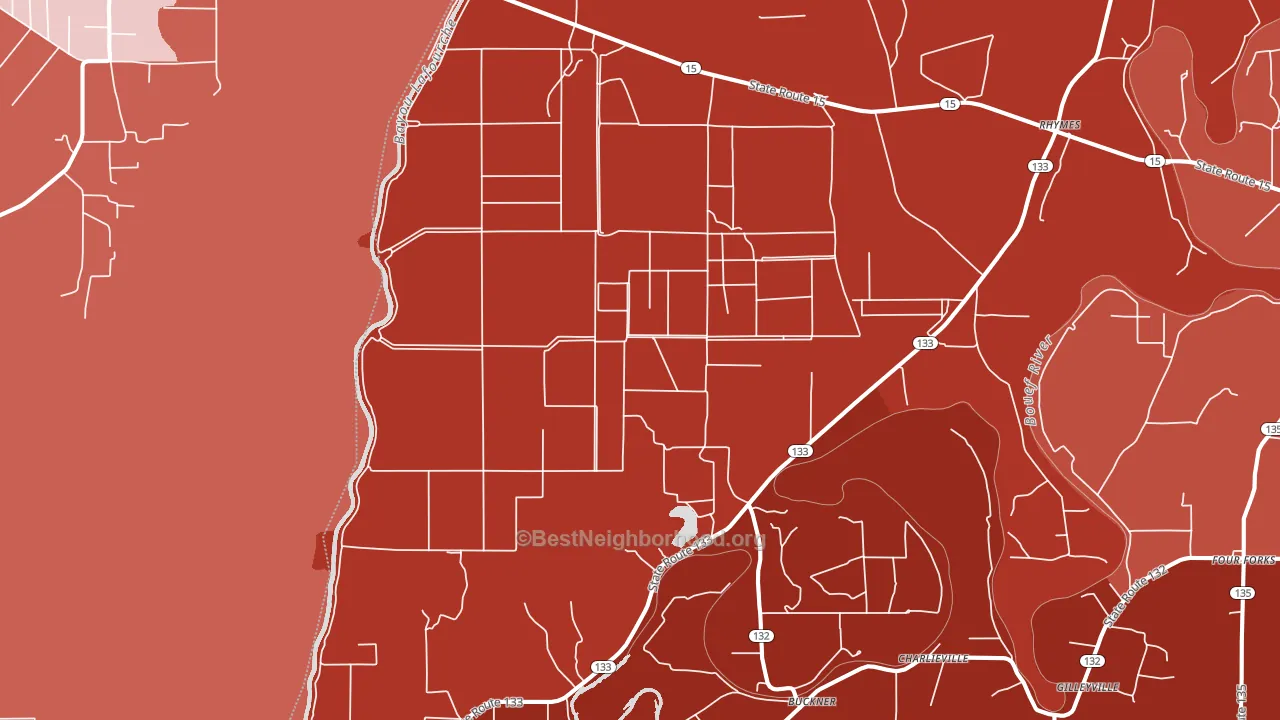 Buckner, LA block-group political-lean map