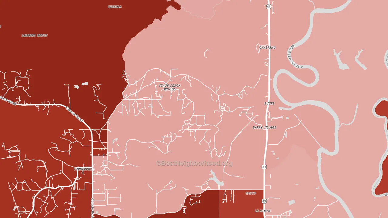 Bucks, AL block-group political-lean map