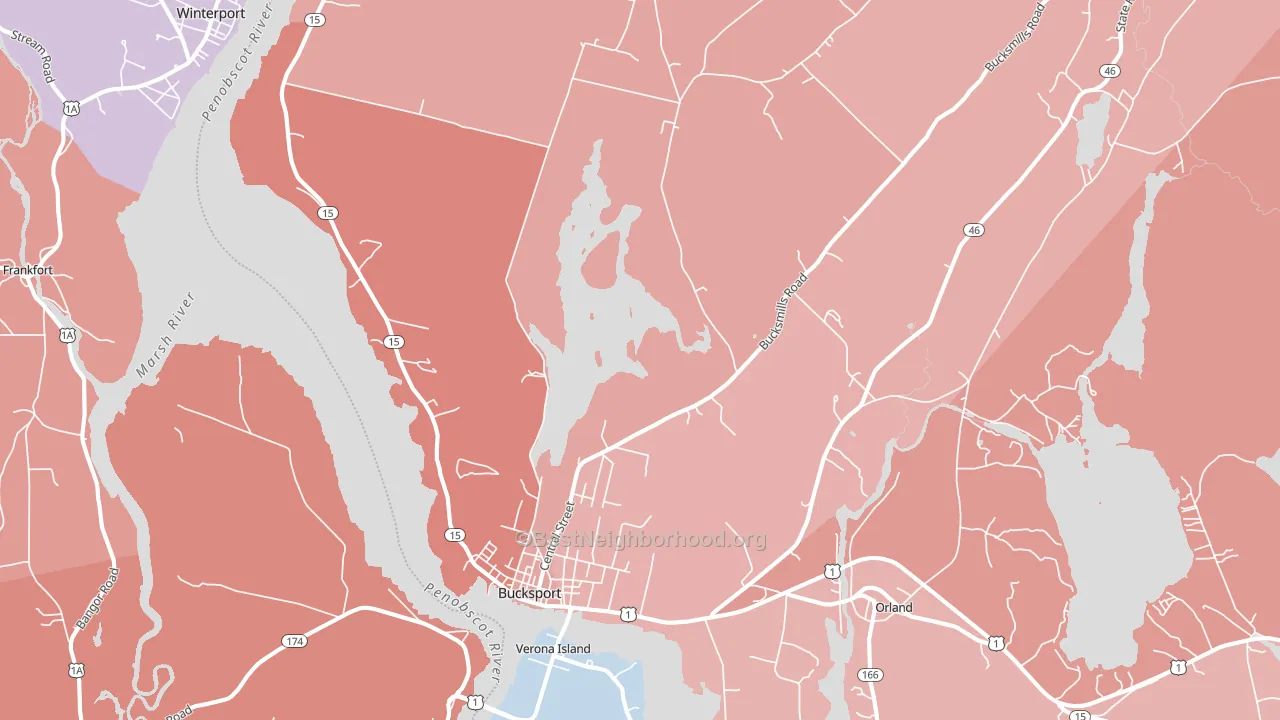 Bucksport, ME block-group political-lean map