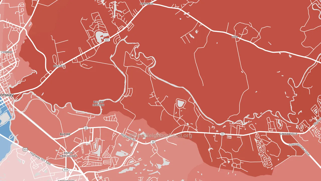 Bucksville, SC block-group political-lean map