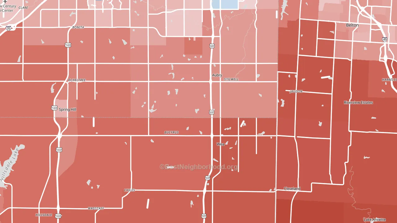 Bucyrus, KS block-group political-lean map
