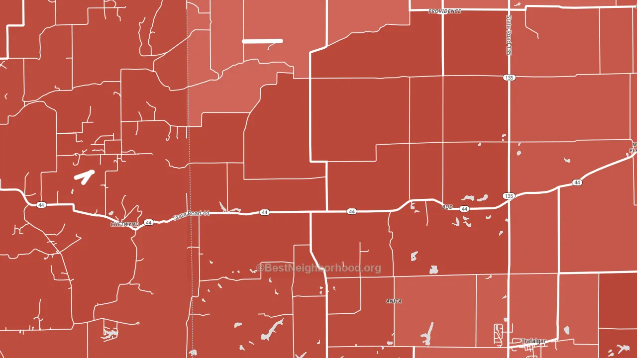 Bud, IN block-group political-lean map