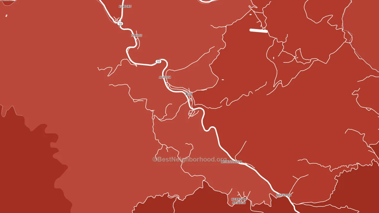 Bud, WV block-group political-lean map