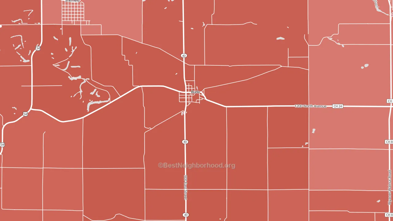 Buda, IL block-group political-lean map