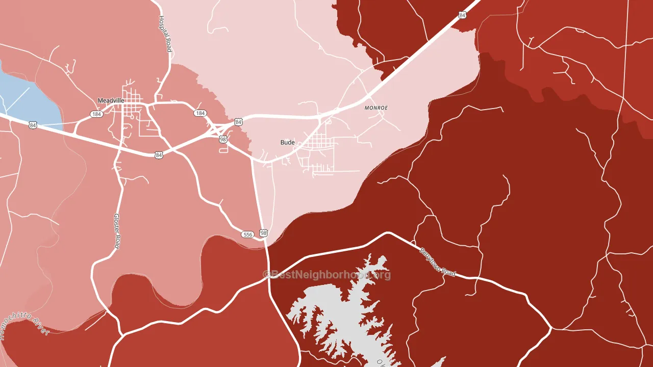 Bude, MS block-group political-lean map