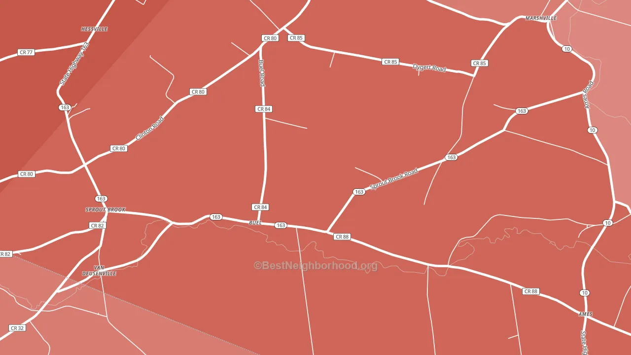 Buel, NY block-group political-lean map