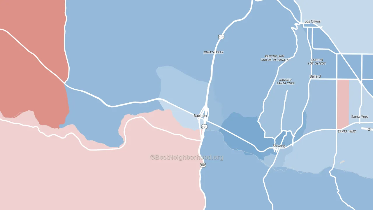 Buellton, CA block-group political-lean map