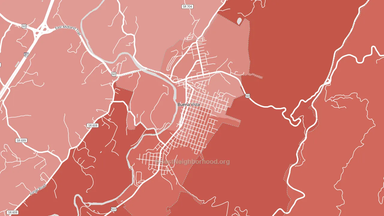 Buena Vista City, VA block-group political-lean map