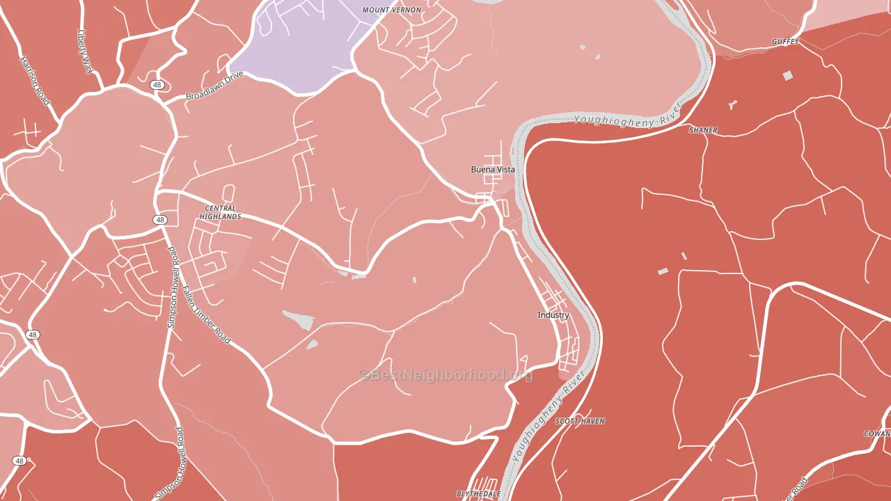 Buena Vista, PA block-group political-lean map