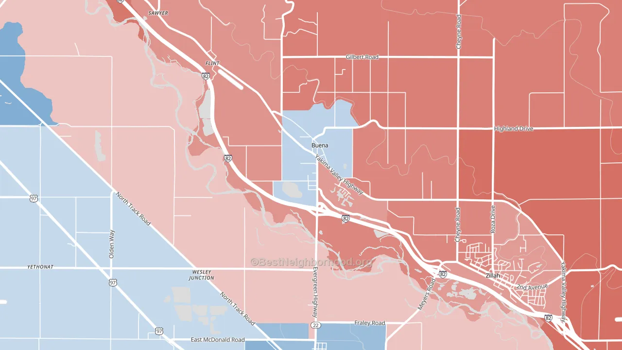 Buena, WA block-group political-lean map