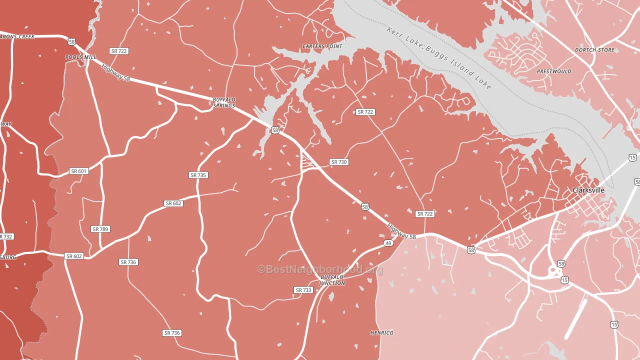 Buffalo Junction, VA block-group political-lean map