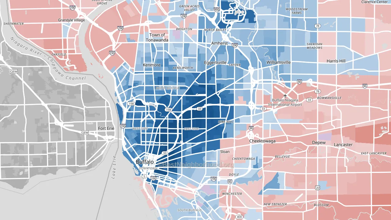 Buffalo, NY block-group political-lean map