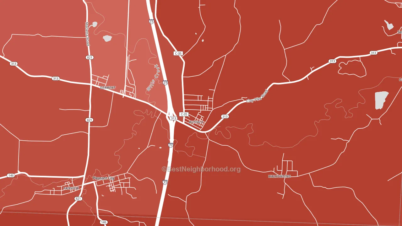 Buffalo, OH block-group political-lean map