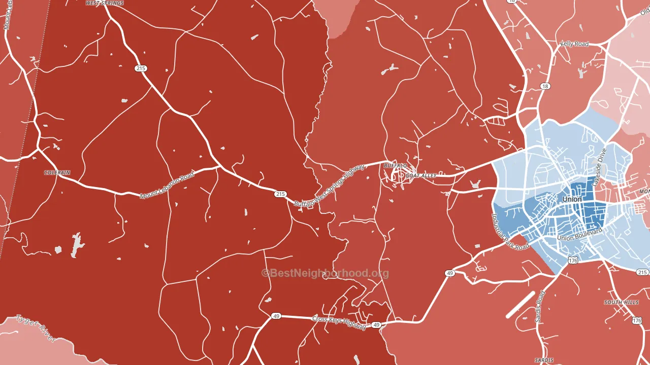 Buffalo, SC block-group political-lean map