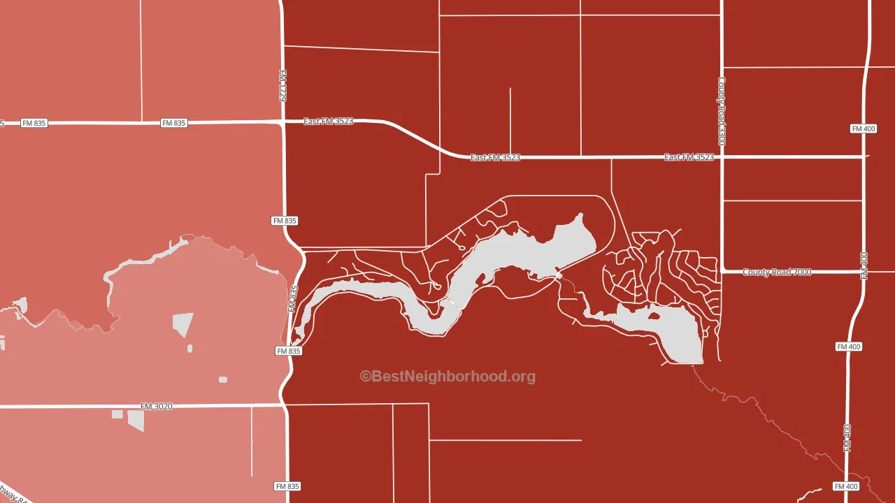 Buffalo Springs, TX block-group political-lean map
