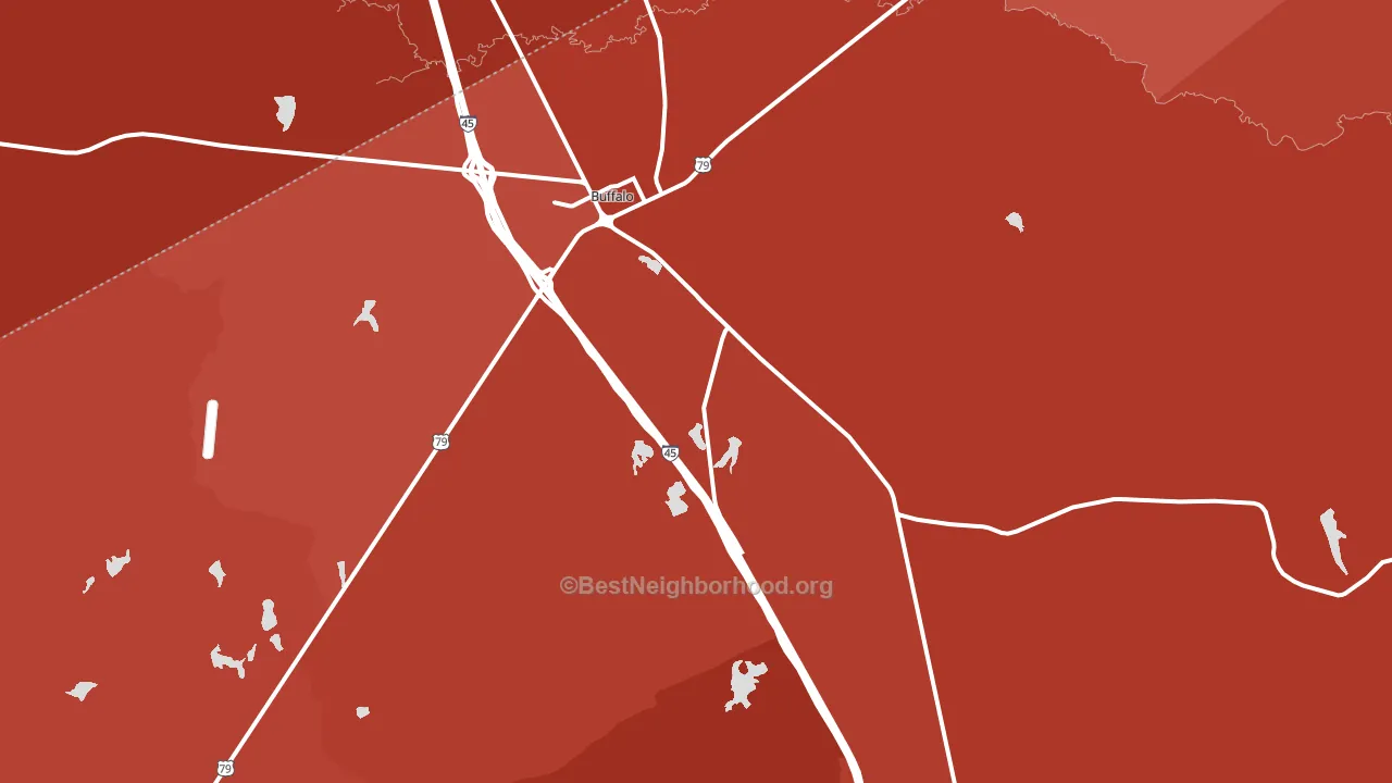 Buffalo, TX block-group political-lean map