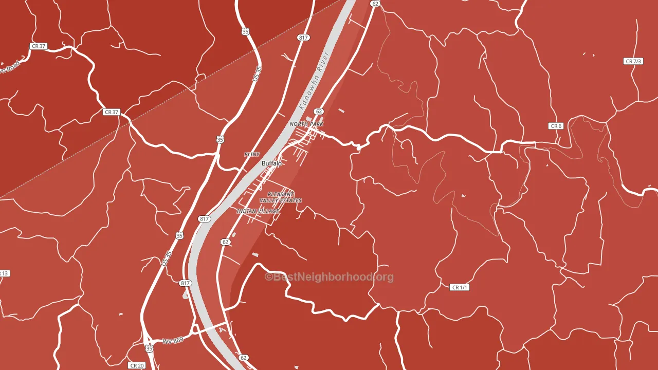 Buffalo, WV block-group political-lean map