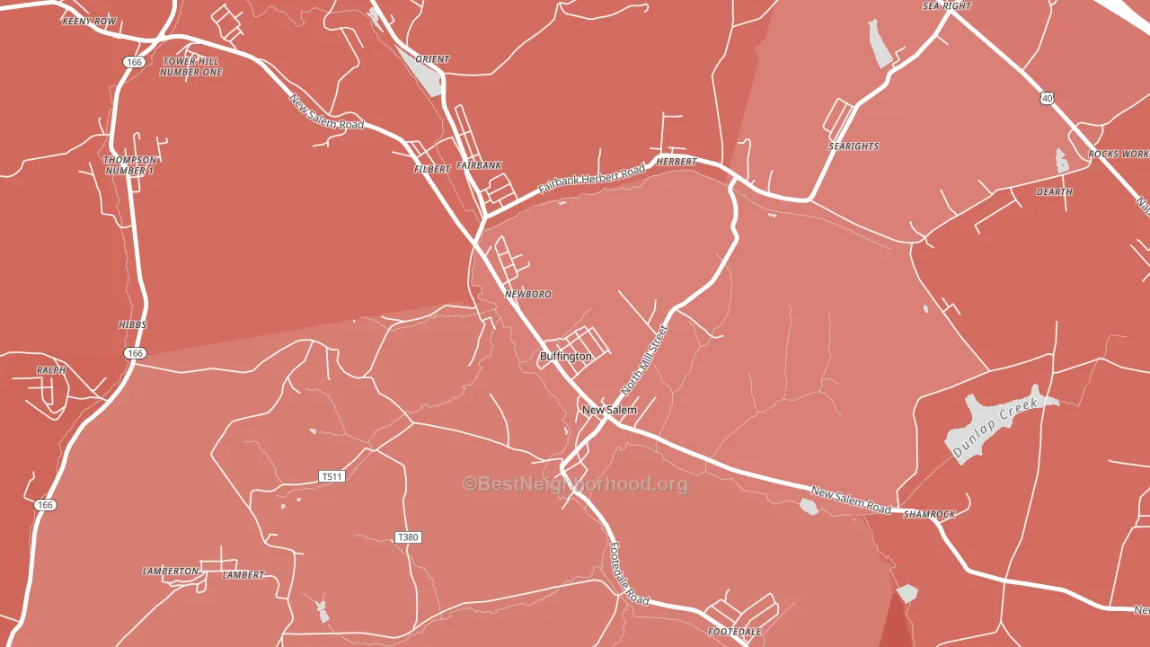 Buffington, PA block-group political-lean map