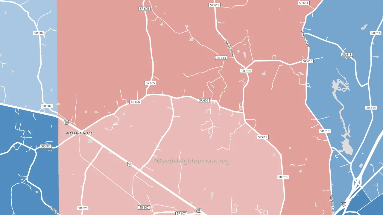 Bufford Crossroads, VA block-group political-lean map