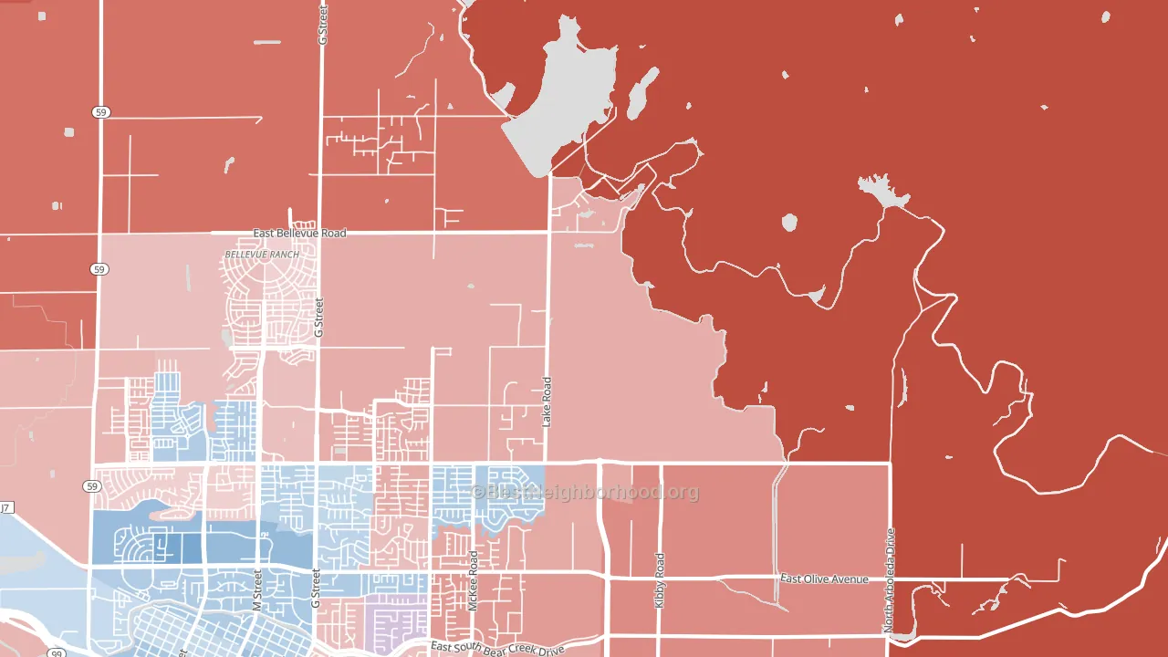 Buhach, CA block-group political-lean map
