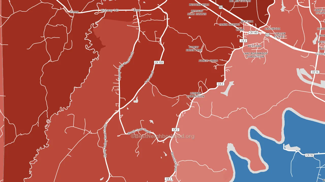 Buhl, AL block-group political-lean map