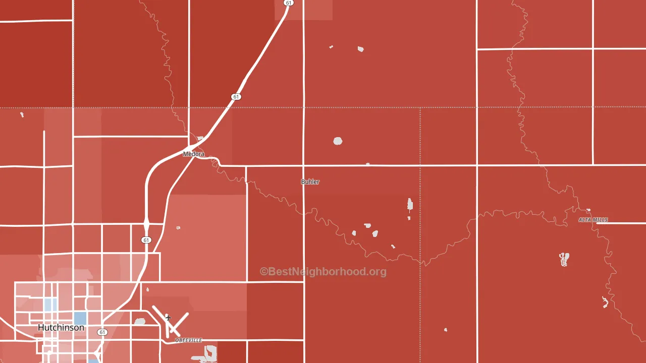 Buhler, KS block-group political-lean map