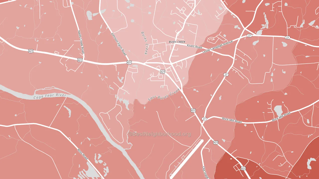 Buies Creek, NC block-group political-lean map