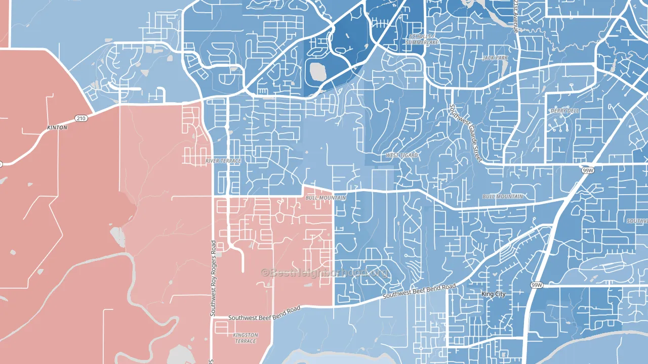 Bull Mountain, OR block-group political-lean map