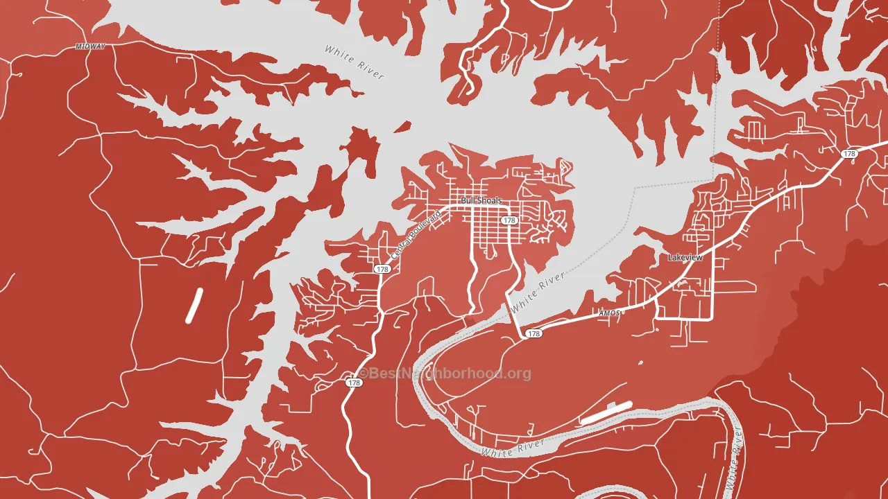 Bull Shoals, AR block-group political-lean map