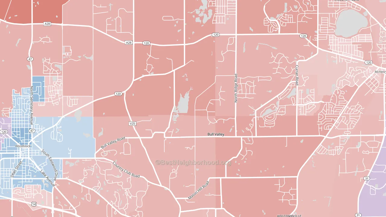 Bull Valley, IL block-group political-lean map