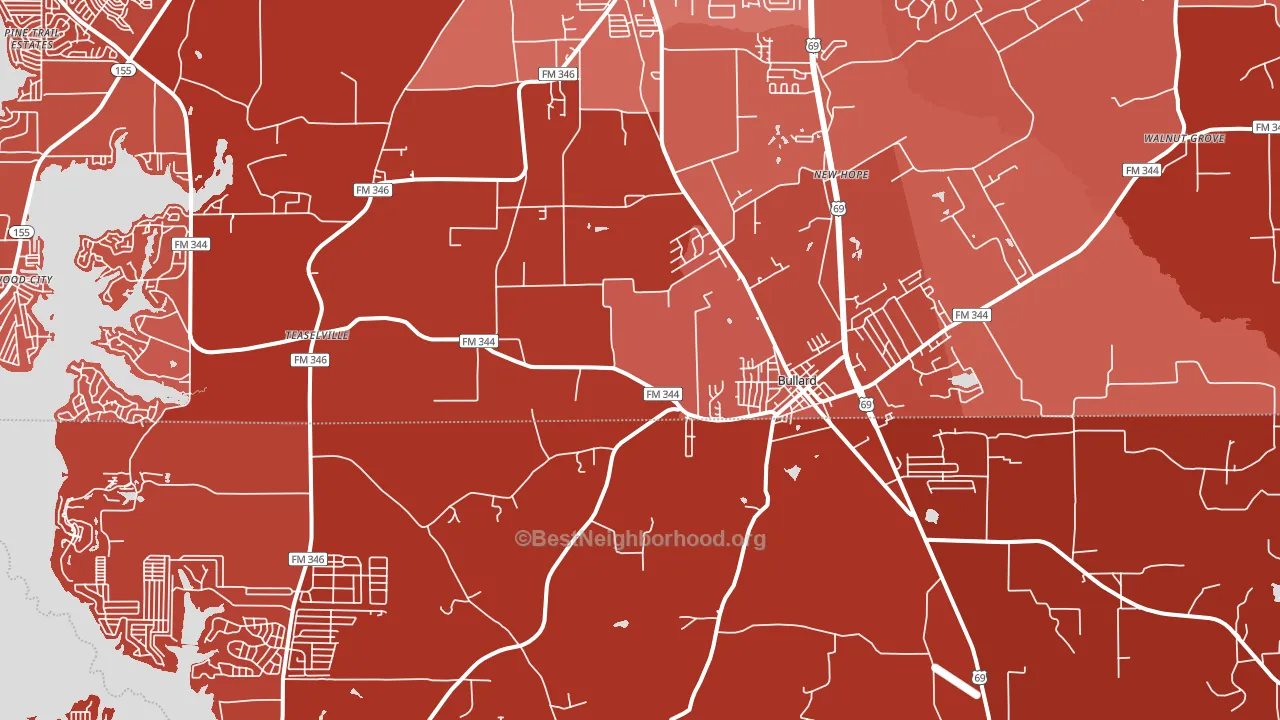 Bullard, TX block-group political-lean map