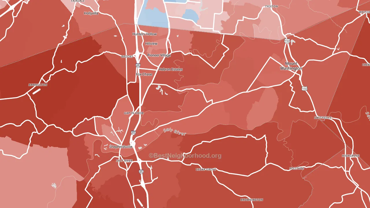 Bullitt County, KY block-group political-lean map