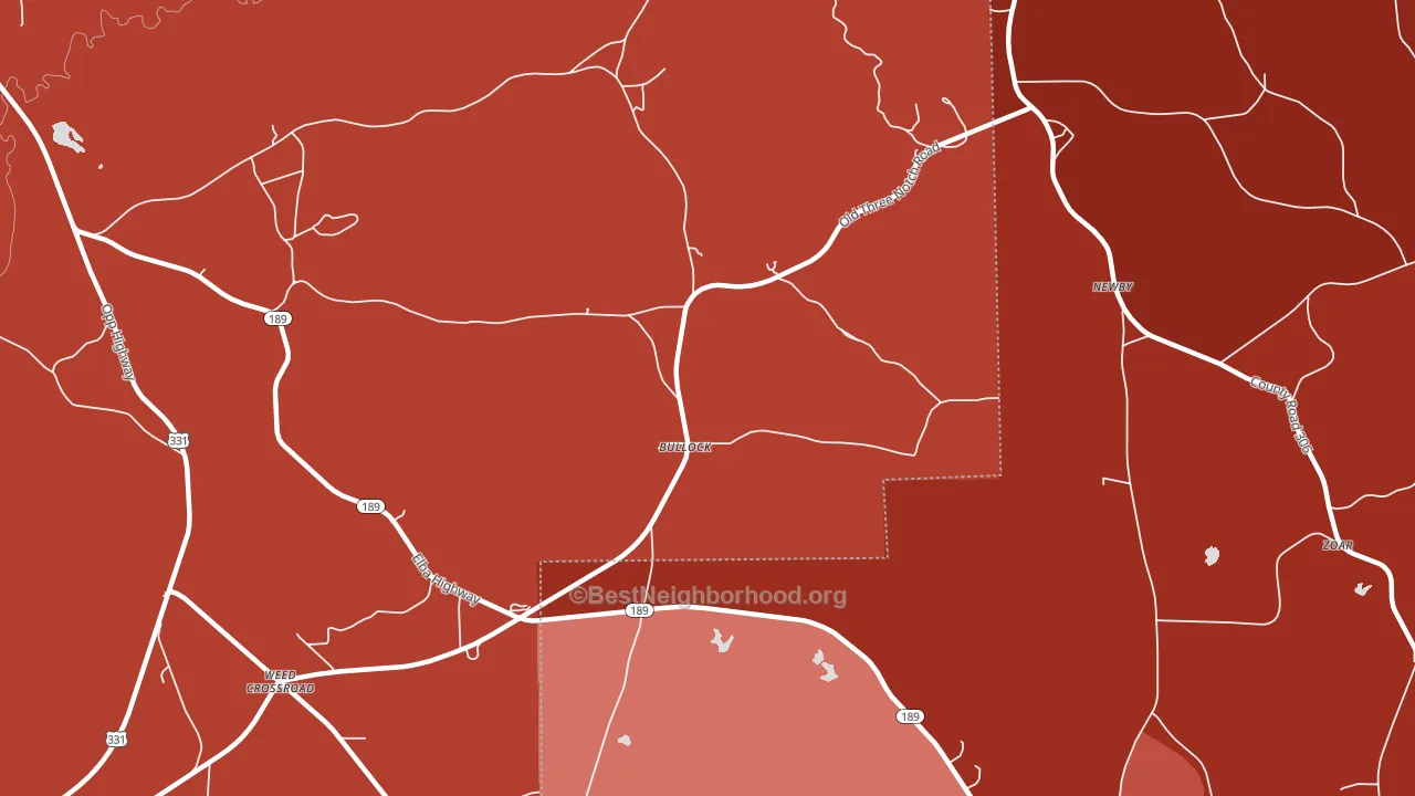 Bullock, AL block-group political-lean map