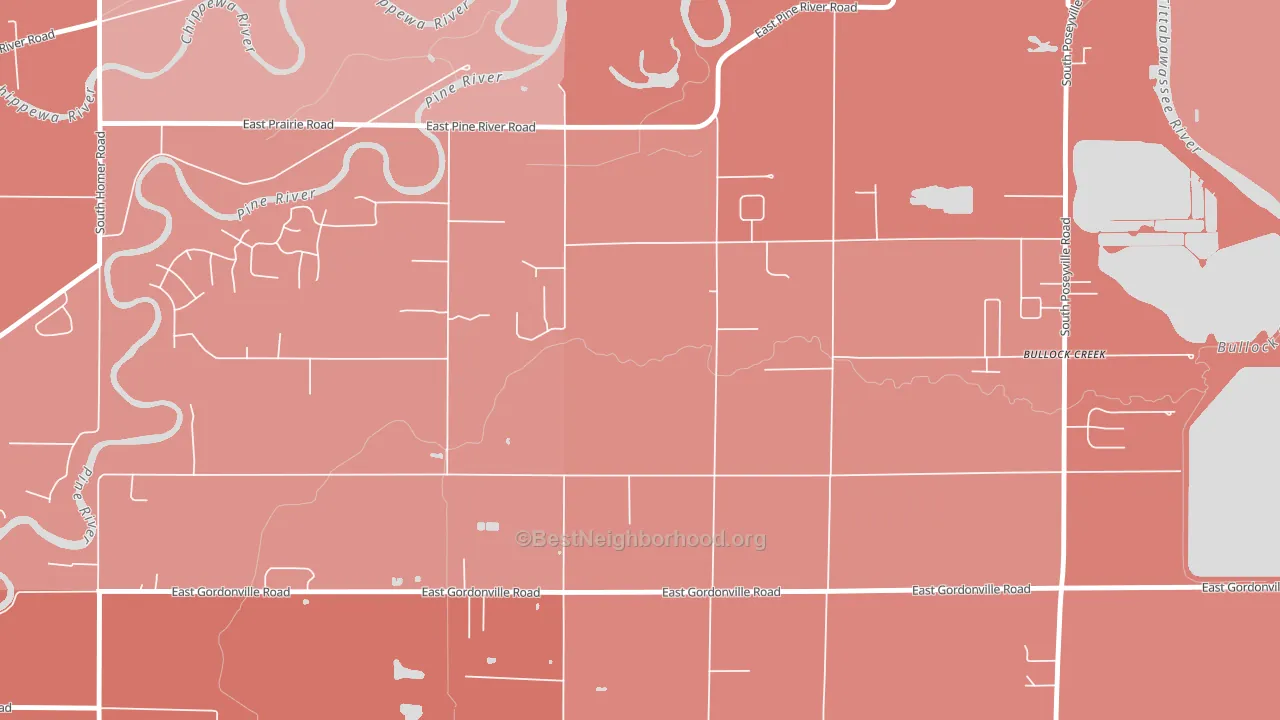 Bullock Creek, MI block-group political-lean map