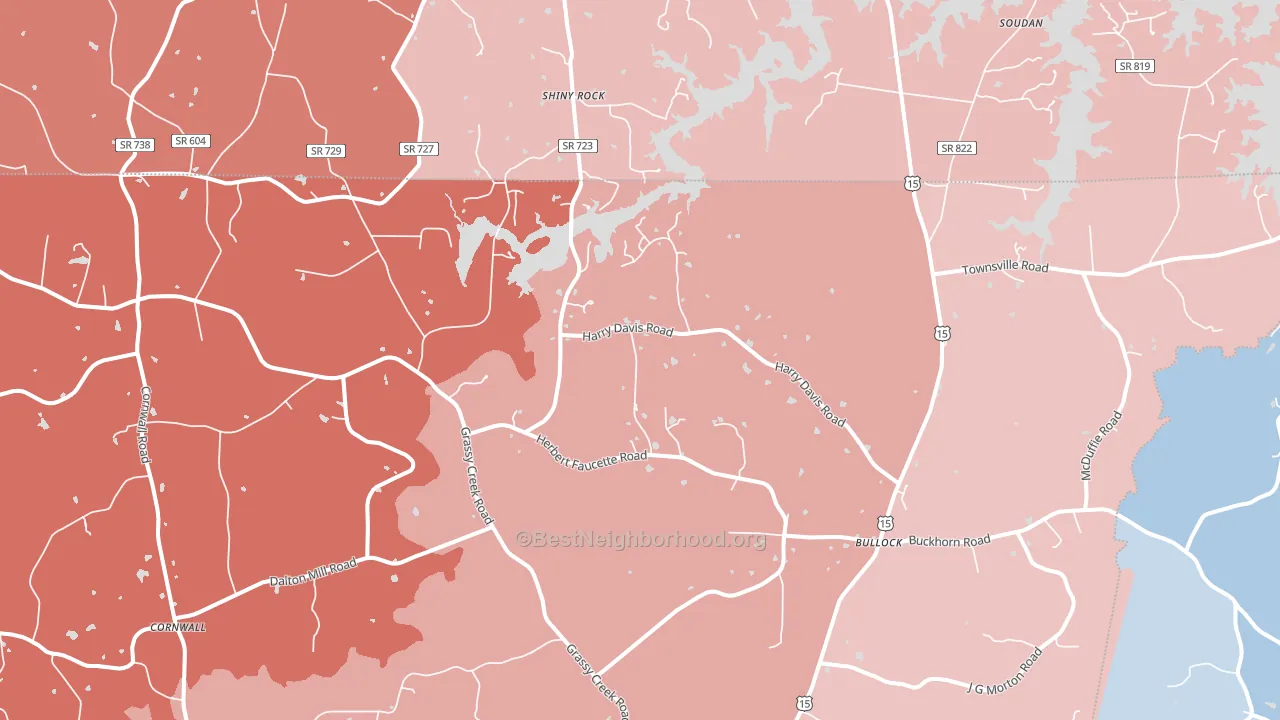 Bullock, NC block-group political-lean map