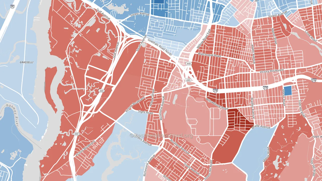 Bulls Head, Staten Island, NY block-group political-lean map