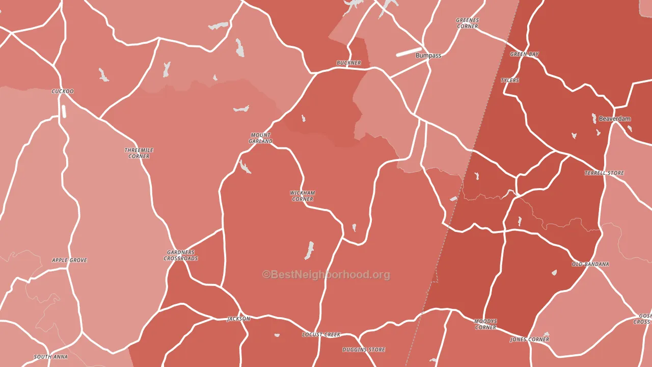 Bumpass, VA block-group political-lean map
